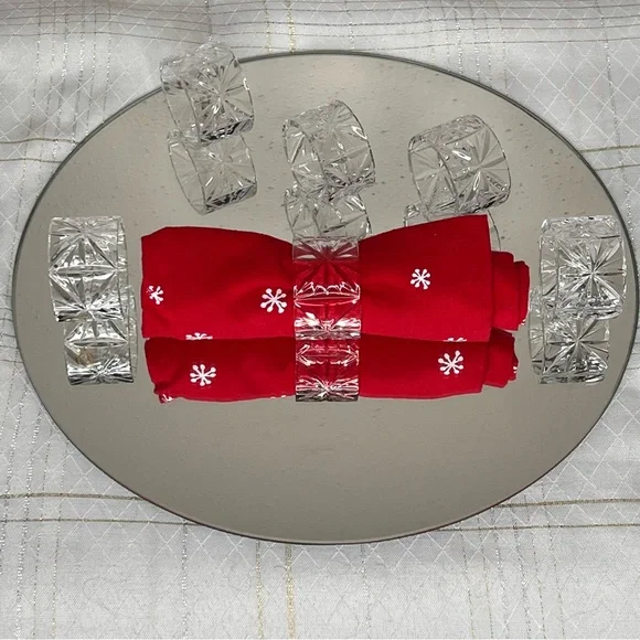 Crystal Napkin Rings Set Of 6 made in Hungary - Picture 1 of 6